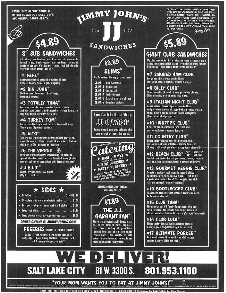 jimmy johns catering menu & prices All Catering Menu Prices